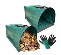 Set di 2 sacchetti da giardino, con per foglie, per la pulizia all'aperto, impugnatura comoda, riutilizzabile, con guanti, per rimuovere i detriti da giardino, , patio, prato e lavori
