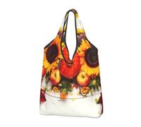 Set di 2 sacchetti grandi da donna leggeri con zucche autunnali, foglie d'autunno, sacchetti della spesa riutilizzabili per la spesa, sacchetti di stoffa, per il lavoro