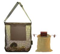 Set di 2 sacchetti per foraggiamento funghi, caccia e raccolta della frutta, cinturino regolabile, chiusura in pelle, collezione funghi con borsa a rete e marsupio