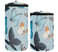 Set di 2 sacchetti per la pulizia delle scarpe da ginnastica, borsa per la pulizia delle scarpe, borsa per la lavanderia in rete per scarpe, farfalle blu e gialle, Farfalle blu e gialle, 1 Size