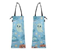 Set di 2 sacchetti per la spazzatura per auto, per piccoli rifiuti, motivo Halloween, tema spaziale