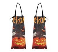 Set di 2 sacchetti per la spazzatura per auto, set di 2 bidoni della spazzatura per sedile posteriore, forma eterea, motivo incubo per Halloween, divertimento con zucca