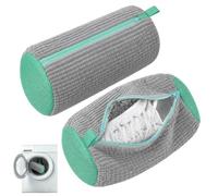 Set di 2 sacchetti per lavaggio scarpe con setole lunghe - solo per scarpe da ginnastica e in tessuto (non per pelle!) - chiusura lampo YKK, delicato ed efficace - giallo/grigio - 39 x 19 x 19 cm