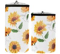 Set di 2 sacchetti per scarpe da lavatrice, set di 2 sacchetti per lavare le scarpe, borsa per il bucato per scarpe retrò girasole, girasole retrò, 1 misura, moderna/aderente, Girasole retrò, 1 size,