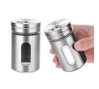 Set di 2 saliera e pepe con fori regolabili per il versamento, con coperchio in acciaio inox, dispenser per spezie in acciaio inox, ideale per sale rosa dell'Himalaya, sale da tavola, pepe bianco e