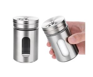 Set di 2 saliera e pepe con fori regolabili per il versamento, con coperchio in acciaio inox, dispenser per spezie in acciaio inox, ideale per sale rosa dell'Himalaya, sale da tavola, pepe bianco e