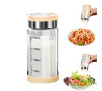 Set di 2 saliera e pepiera, per cucina, in vetro borosilicato alto, coperchi in acciaio inossidabile, copertura interna in silicone, facile da regolare (cachi, 200 ml)