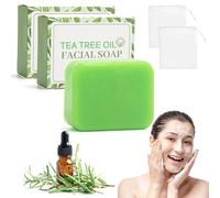 Set di 2 saponi all'albero del tè, sapone detergente per viso, corpo e mani, regola il grasso della pelle, pulisce i pori, riduce le impurità, lenisce la pelle e garantisce una sensazione di