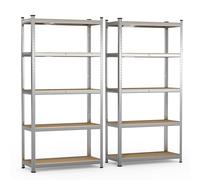 ® Set di 2 Scaffale Metallo Rinforzato Garage 90x40x180 cm Scaffali Carichi