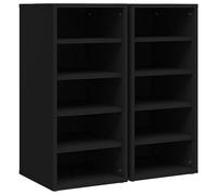 Set di 2 scarpiere nere 31,5 x 35 x 70 cm in legno - salvaspazio ed elegante per corridoio, ingresso e piccoli appartamenti