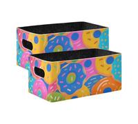 Set di 2 scatole decorative colorate a forma di ciambella per camera da letto, ufficio, armadietto, vestiti