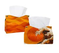 Set di 2 scatole per fazzoletti, motivo a onde arancioni, 1 porta fazzoletti, dispenser per tovaglioli per bagno, cucina, camera da letto, ufficio, hotel