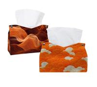 Set di 2 scatole per fazzoletti, motivo a onde arancioni, dispenser per tovaglioli per bagno, cucina, camera da letto, ufficio, hotel