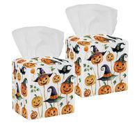 Set di 2 scatole per fazzoletti, set di icone di Halloween, pittura ad acquerello 3_73, dispenser per tovaglioli per il viso, per bagno, cucina, camera da letto, ufficio, hotel