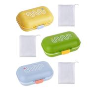 Set di 2 scatole per sapone da viaggio, con 3 contenitori per sapone e 3 sacchetti per sapone, portasapone, con griglia per sgocciolatoio, portasapone da viaggio, per bar, sapone, borsa da viaggio,