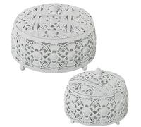 Set di 2 scatole rotonde con coperchio in metallo bianco 20 x 30 x 30 cm