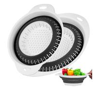 Set di 2 Scolapasta Silicone Pieghevole, Colander Setaccio da Cucina, Filtro Cestino Scolapasta con Manico per Domestica Frutta Cucina Verdura Pasta