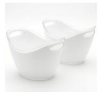 Set di 2 Secchiello Porta Bottiglie con Ghiaccio di Vino Spumante Champagne Prosecco Bianco Ovale Spumantiera Moderna in Plastica Resistente con Manici Integrati 27x20x19 cm Uso Casa o Professionale