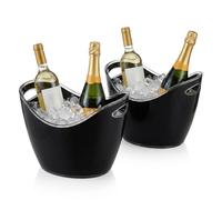 Set di 2 Secchiello Porta bottiglie nero Ovale con Ghiaccio vino spumante