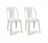 Set di 2 Sedia da Esterno in Resina bianca Impilabile Leggera e Robusta