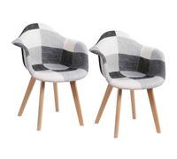 Set di 2 Sedia Poltrona Patchwork Design Nordico Salotto Cucina Studio Grigio