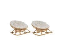 Set di 2 sedie a dondolo in rattan beige chiaro cuscini tessuto cotone Orvieto