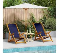 Set di 2 sedie a sdraio pieghevoli per giardino e terrazza, in legno massello di acacia, marrone, 61,5 x 123 x 82 cm, resistente alle intemperie, per il relax