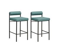 Beliani Set di 2 sedie da bar moderne Sgabelli con schienale arrotolabile Seduta imbottita in poliestere senza braccioli Gambe nere Verde Acqua