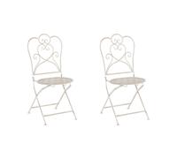 Set di 2 Sedie Bistrò da Giardino in Ferro Beige Stile Shabby Chic Trieste