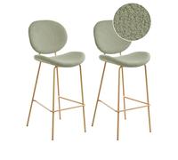Beliani Set di 2 sedie Boucle verde chiaro Gambe in ferro Senza Braccioli