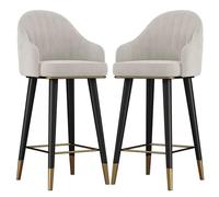 Set di 2 Sedie da Bar Girevoli in Velluto, Sgabello Ad Altezza Contatore con Schienale Curvo, Poggiapiedi E Poggiapiedi Antiscivolo, Sgabelli Alti per Casa, Cuci(Size:75cm (29.5"),Color:Beige)