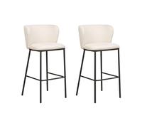 Beliani Set di 2 sedie da bar moderne Sgabelli con sedile imbottito in tessuto bianco sporco Senza braccioli Schienale curvo Gambe nere