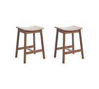 Set di 2 sedie da bar Seduta imbottita Legno scuro Beige Dixon