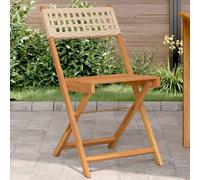 Set di 2 sedie da bistrot beige, in legno massello di acacia e rattan sintetico, pieghevoli, per giardino, terrazza e balcone, mobili da giardino salvaspazio con portata di 110 kg