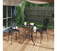 Set di 2 sedie da bistrot moderne in alluminio, eleganti sedie da giardino, colore nero, perfette per patio, balcone, cucina, parchi e cortili