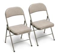 Set di 2 sedie da giardino impilabili, da balcone, da campeggio, pieghevoli, per esterni, per giardini, cortili, balconi, ristoranti, sedie da giardino in metallo, portata fino a 150 kg, con cuscino