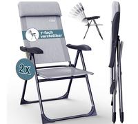 Set di 2 sedie da giardino pieghevoli in alluminio grigio screziato