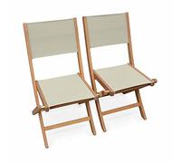 Set di 2 sedie da Giardino Pieghevoli in Legno, Almeria, Grigio Bruno, 50x58.7x89 cm