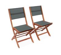 Set di 2 sedie da Giardino Pieghevoli in Legno, Almeria, Verde Kaki, 50x58.7x89 cm