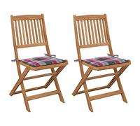 Set di 2 sedie da giardino pieghevoli in legno massiccio di acacia con cuscino, sedie pieghevoli per giardino e terrazza, mobili salvaspazio, robuste esperienze di seduta