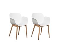 Beliani Set di 2 sedie moderne Sedute in plastica modellata Gambe in metallo per sala da pranzo cucina Bianco