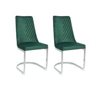 Set di 2 Sedie da Pranzo Cantilever in Velluto Verde Altoona
