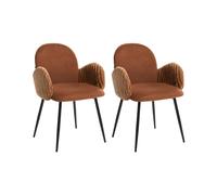 Set di 2 sedie da pranzo con gambe in ferro e rivestimento in tessuto con bracci