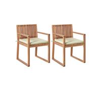 Set di 2 sedie da pranzo da giardino per esterni in legno d'acacia con cusc