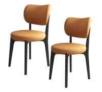 Set di 2 sedie da pranzo ergonomiche moderne, colore nero e arancione, con imbottitura in pelle, imbottitura in schiuma ad alta elasticità, perfette per sala da pranzo e salotto