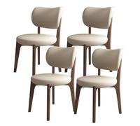 Set di 2 sedie da pranzo ergonomiche moderne, con rivestimento in pelle, schiuma ad alta densità, noce scuro e cachi chiaro, perfette per sala da pranzo e soggiorno