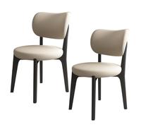 Set di 2 sedie da pranzo ergonomiche moderne, imbottite in pelle, cuscino in schiuma ad alta densità, eleganti nero e cachi chiaro, perfette per sala da pranzo e soggiorno