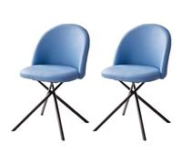 Set di 2 sedie da pranzo girevoli a 360°, ergonomiche, con seduta imbottita, stile moderno, con schienale, colore celeste, per casa, ufficio, soggiorno