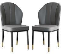 Set di 2 sedie da pranzo grigie in pelle PU con schienale alto e seduta imbottita, robuste gambe in acciaio al carbonio, mobili moderni imbottiti per casa e cucina