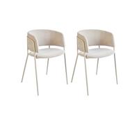 Beliani Set di 2 sedie da pranzo imbottite beige chiaro braccioli Design moderno Base in metallo